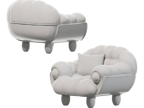 Modern cream lounge chair 3D Model