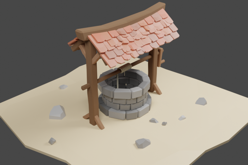 Wishing well low poly 3D Модель .c4d .max .obj .3ds .fbx .stl .blend 