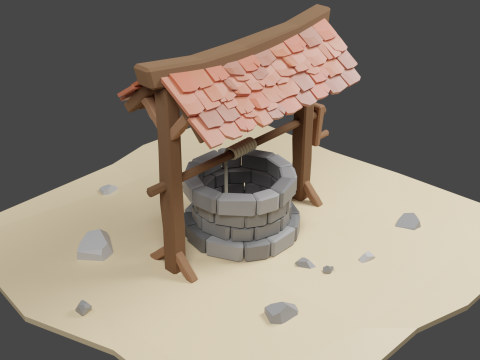 Wishing well low poly 3D मॉडल