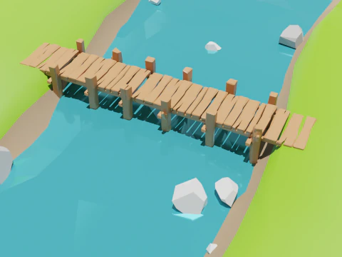 Ponte di legno a basso numero di poligoni Modello 3D
