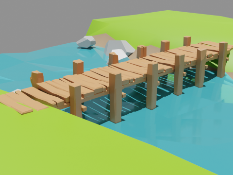 Wooden Bridge Low-poly 3D Model
