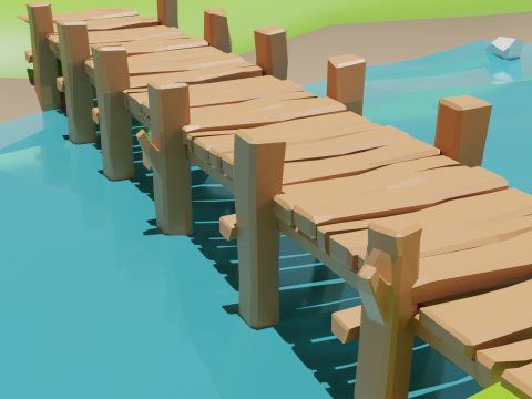 Wooden Bridge Low-poly 3D Model