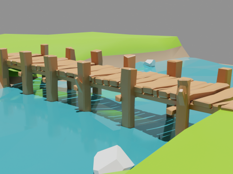 Wooden Bridge Low-poly 3D Model