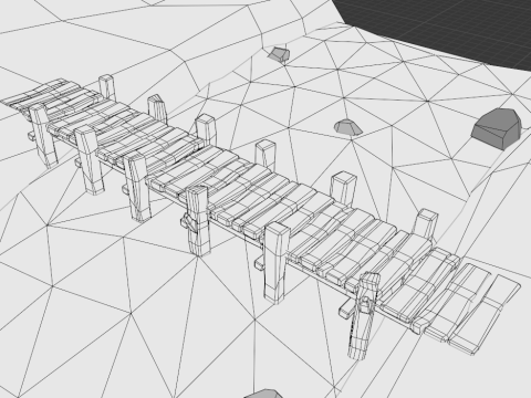 Wooden Bridge Low-poly 3D Model