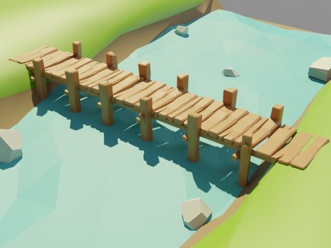 Wooden Bridge Low-poly 3D Model
