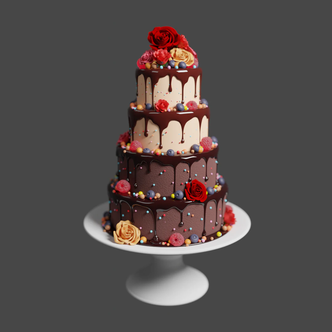 Wedding Cake 3D Model .c4d .max .obj .3ds .fbx .stl .blend