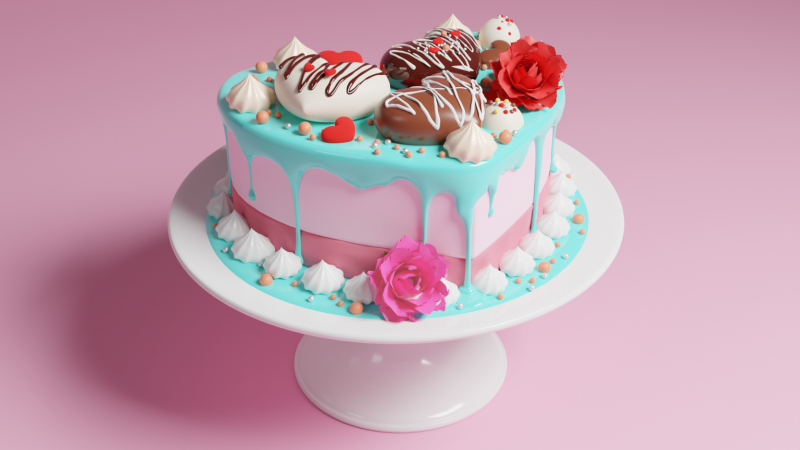 Heart Cake 3D Model .c4d .max .obj .3ds .fbx .stl .blend 