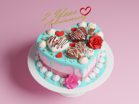 Heart Cake 3D Model