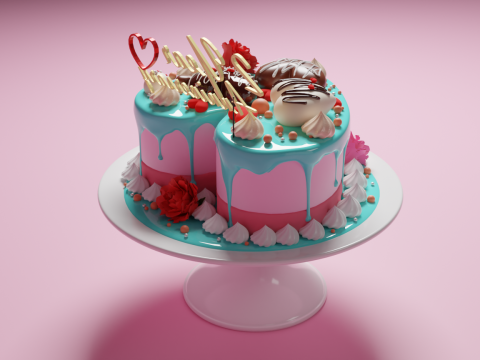 Heart Cake 3D Model