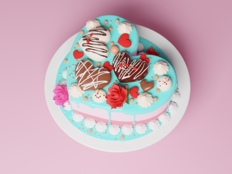 Heart Cake 3D Model