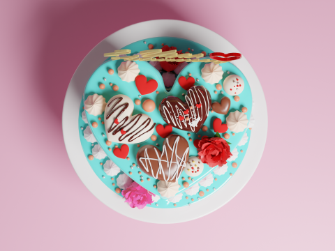 Heart Cake 3D Model