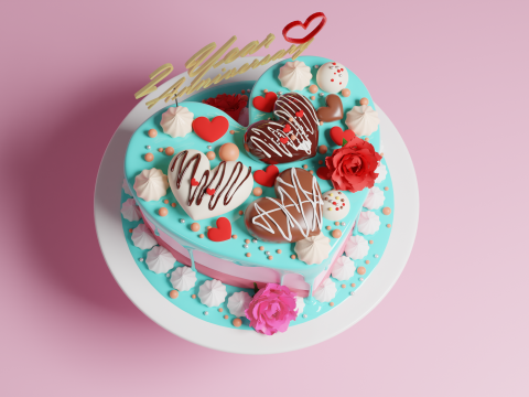 Heart Cake 3D Model