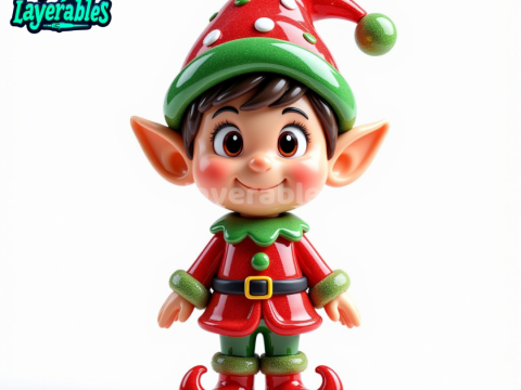 Festive Christmas Elf Chibi-Style - Holiday Decoration STL 3D Print Model