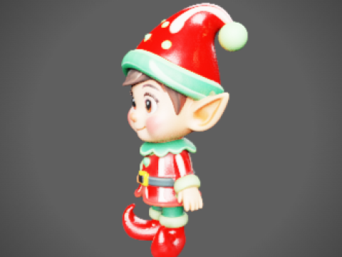 Festive Christmas Elf Chibi-Style - Holiday Decoration STL 3Dプリントモデル