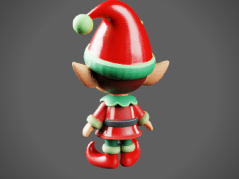 Festive Christmas Elf Chibi-Style - Holiday Decoration STL 3Dプリントモデル