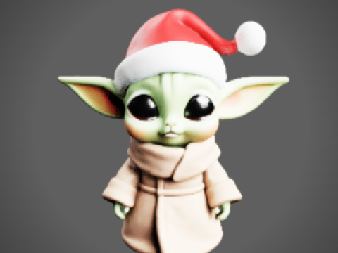 Santa Baby Yoda Chibi-Style - Holiday Edition STL 3Dプリントモデル