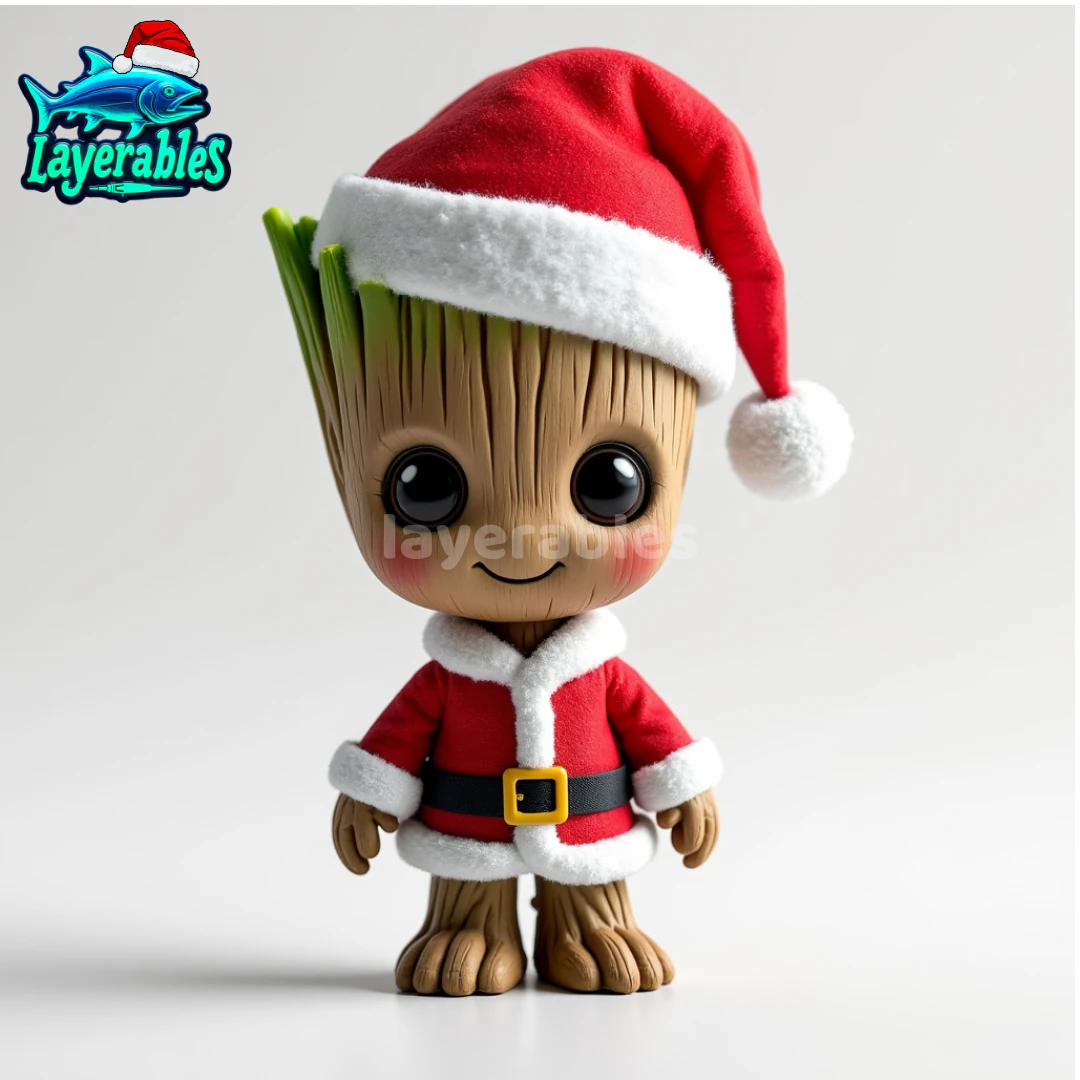 Santa Groot Chibi-Style - Holiday Edition STL 3D Print Model .c4d .max .obj .3ds .fbx .stl .blend 