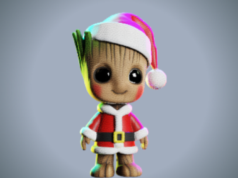Santa Groot Chibi-Style - Holiday Edition STL 3Dプリントモデル