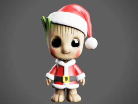 Santa Groot Chibi-Style - Holiday Edition STL 3Dプリントモデル