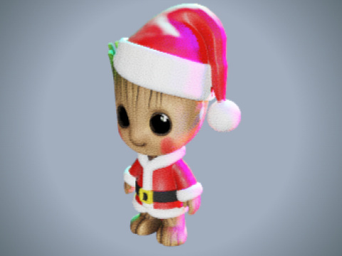 Santa Groot Chibi-Style - Holiday Edition STL 3Dプリントモデル