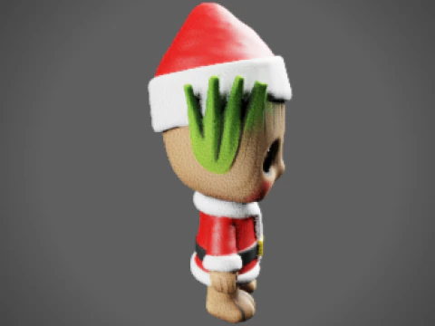 Santa Groot Chibi-Style - Holiday Edition STL 3D Print Model