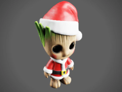 Santa Groot Chibi-Style - Holiday Edition STL 3D Print Model