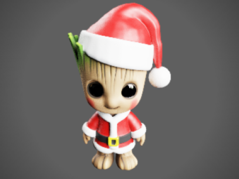 Santa Groot Chibi-Style - Holiday Edition STL 3Dプリントモデル