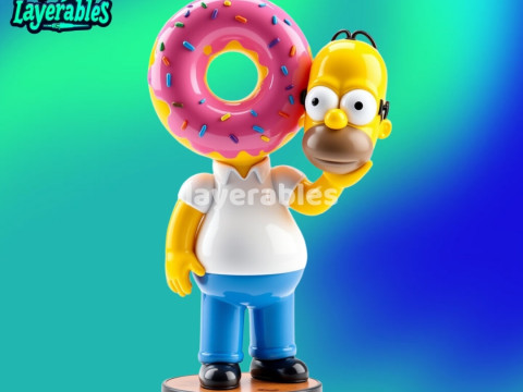 Chibi-Style Homer Simpson with Donut Head - 3D Printable Model 3D Print Model
