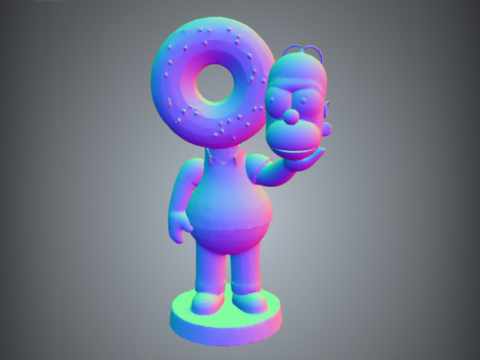 Chibi-Style Homer Simpson with Donut Head - 3D Printable Model 3D Print Model