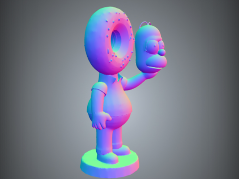 Chibi-Style Homer Simpson with Donut Head - 3D Printable Model 3D Print Model