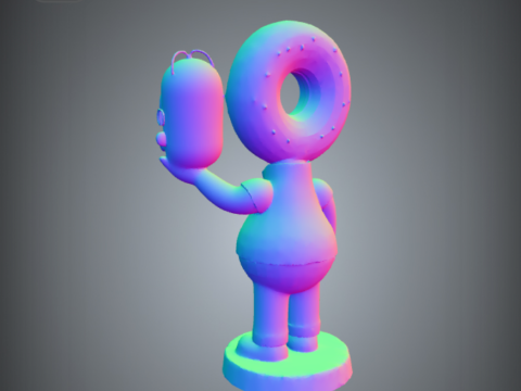 Chibi-Style Homer Simpson with Donut Head - 3D Printable Model 3D Print Model