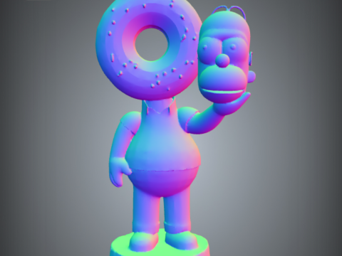 Chibi-Style Homer Simpson with Donut Head - 3D Printable Model 3D Print Model