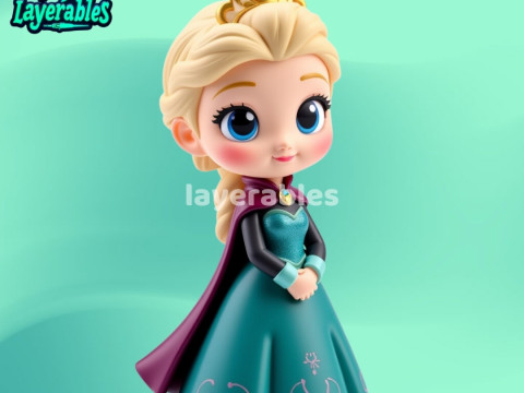 Chibi-Style Elsa from Frozen - 3D Printable Model Modello di stampa 3D