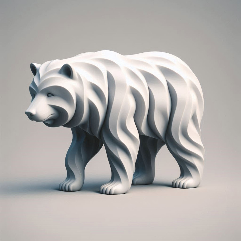 Stylized Layered Bear Sculpture Model do druku 3D .c4d .max .obj .3ds .fbx .stl .blend