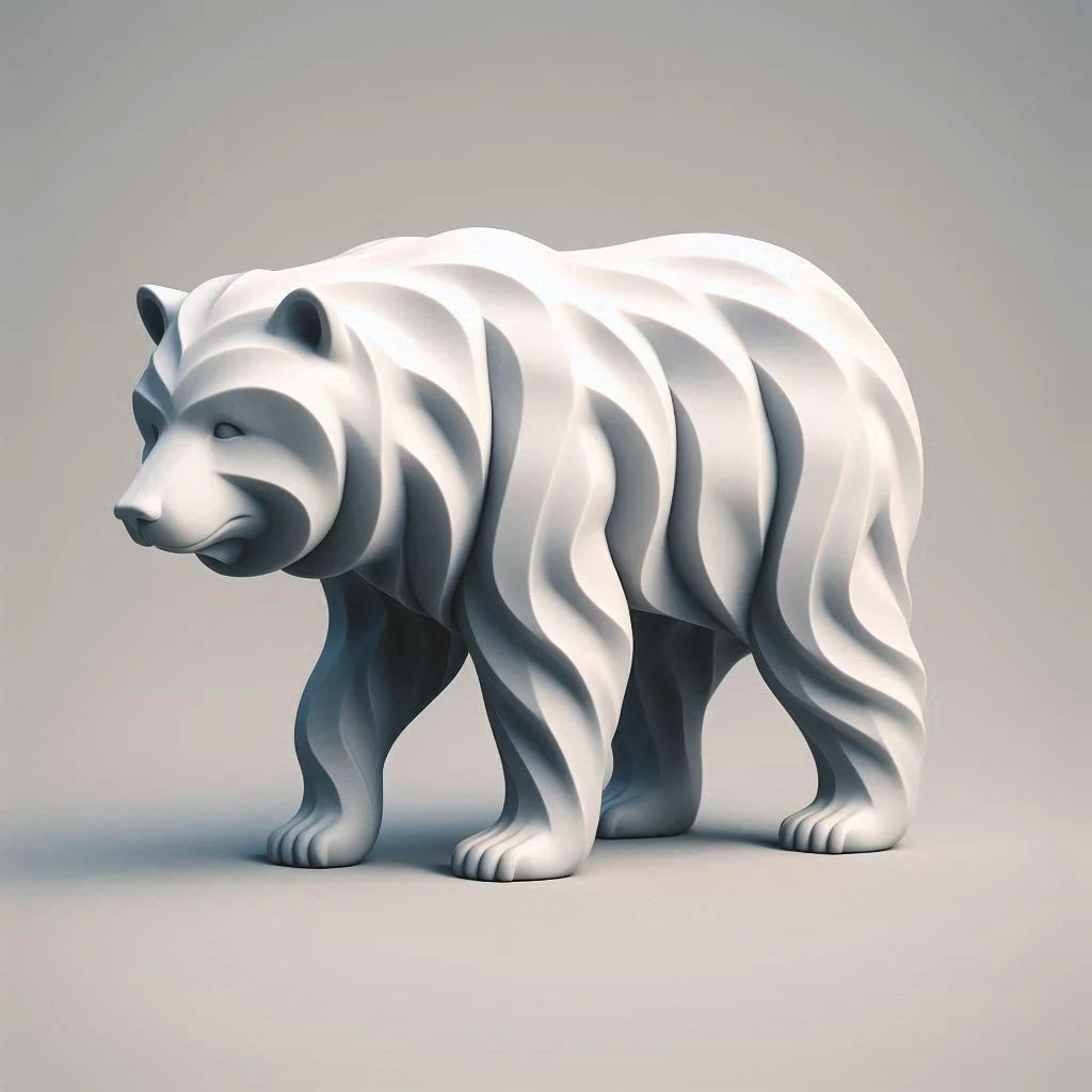 Stylized Layered Bear Sculpture 3D Print Model .c4d .max .obj .3ds .fbx .stl .blend 