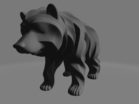 Stylized Layered Bear Sculpture 3D Print Model