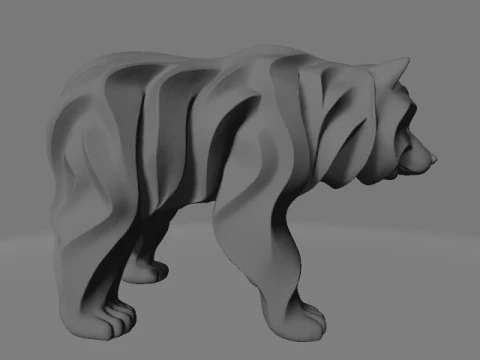 Stylized Layered Bear Sculpture 3D Print Model