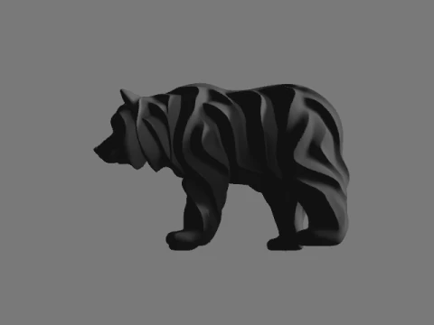 Stylized Layered Bear Sculpture 3D Print Model