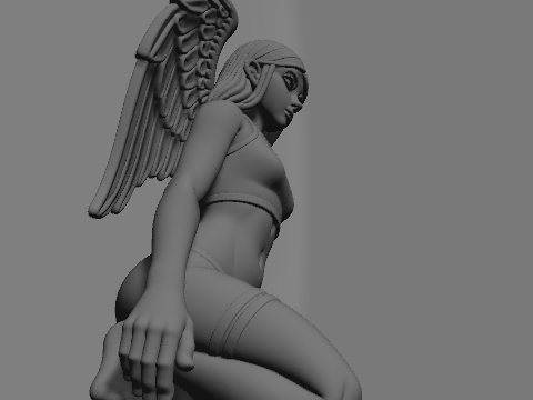Elegant Angel Kneeling Sculpture Modelo de impresión 3D