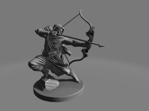 Archer Mid-Shot with bow and arrow Sculpture 3D print model 3D 모델