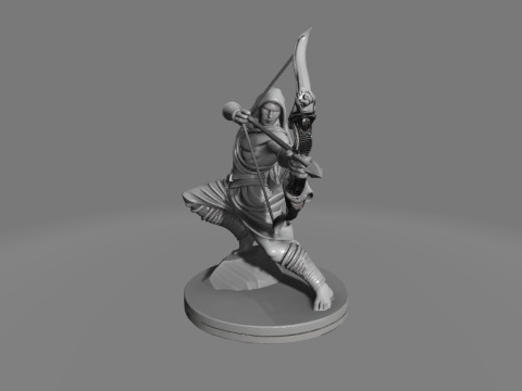 Archer Mid-Shot with bow and arrow Sculpture 3D print model 3D 모델