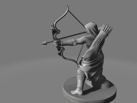 Archer Mid-Shot with bow and arrow Sculpture 3D print model 3D 모델