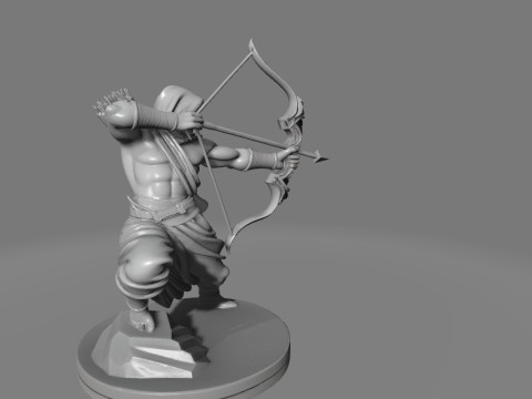 Archer Mid-Shot with bow and arrow Sculpture 3D print model 3D 모델