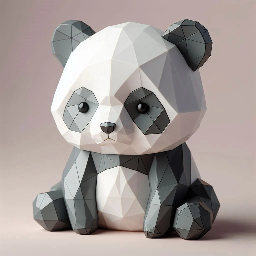 Low-Poly-Panda 3D Druckmodell .c4d .max .obj .3ds .fbx .stl .blend 