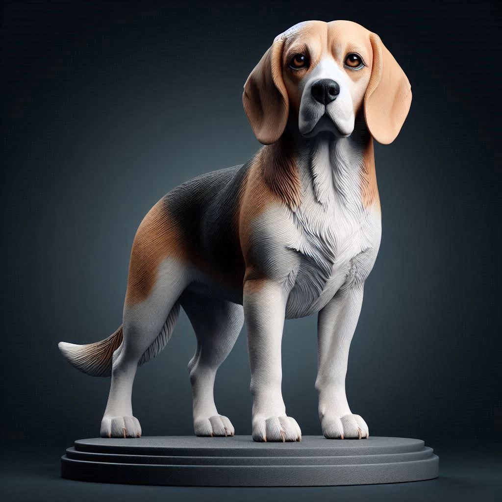 Beagle Dog Statue without stand 3D Print Model .c4d .max .obj .3ds .fbx .stl .blend 