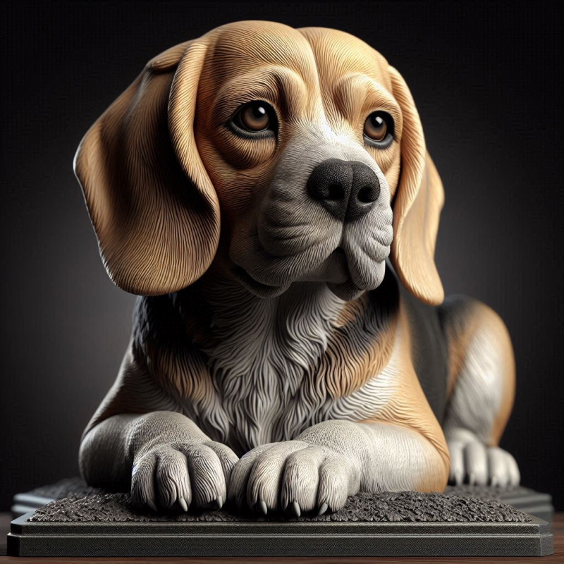 StatuesBeagle sitting Dog Statue 3D Modèles 3D en vedette .c4d .max .obj .3ds .fbx .stl .blend