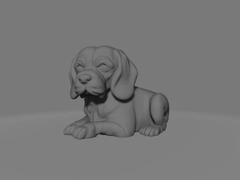 StatuesBeagle sitting Dog Statue 3D 3D Print Model