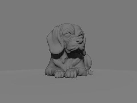 StatuesBeagle sitting Dog Statue 3D Modèles 3D en vedette
