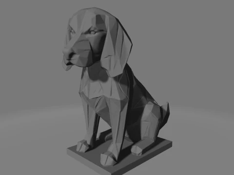 Low-Poly Beagle Dog Statue 3D Print Model