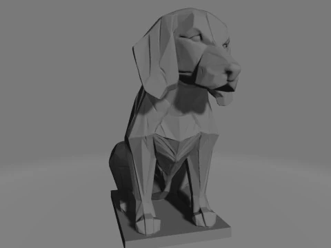 Low-Poly Beagle Dog Statue 3D Print Model